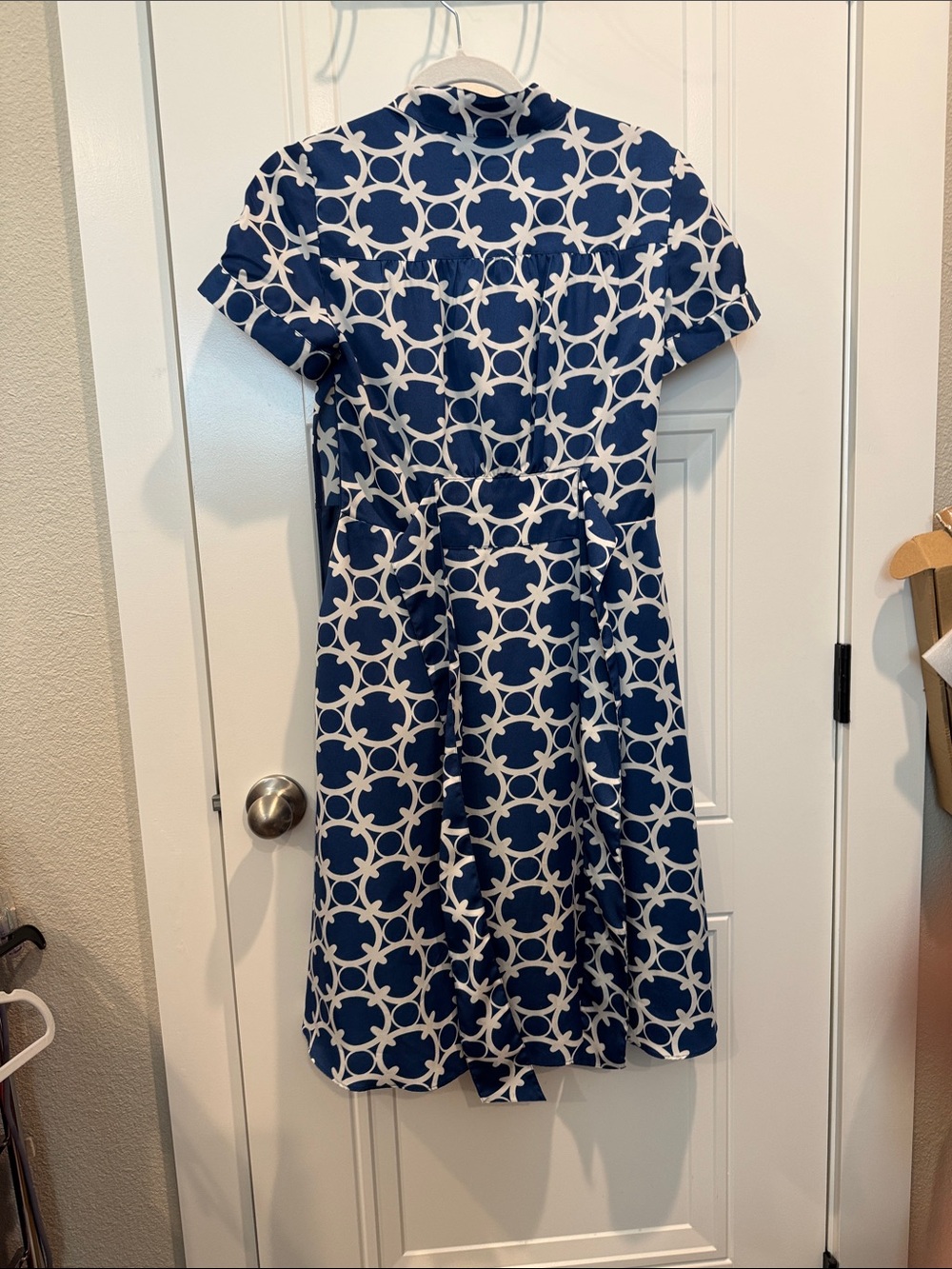 Ann Taylor Navy and White Geometric Midi Dress - Picture 5 of 6